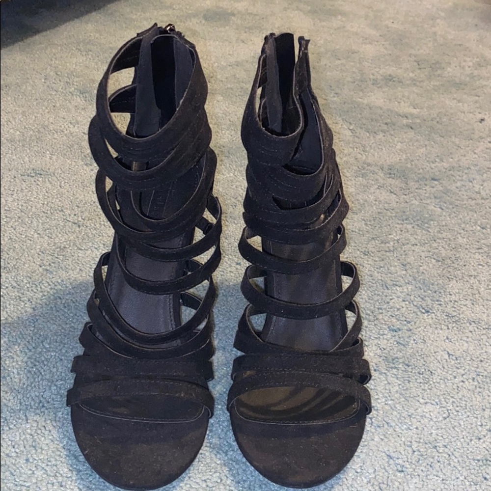 Black strappy heels